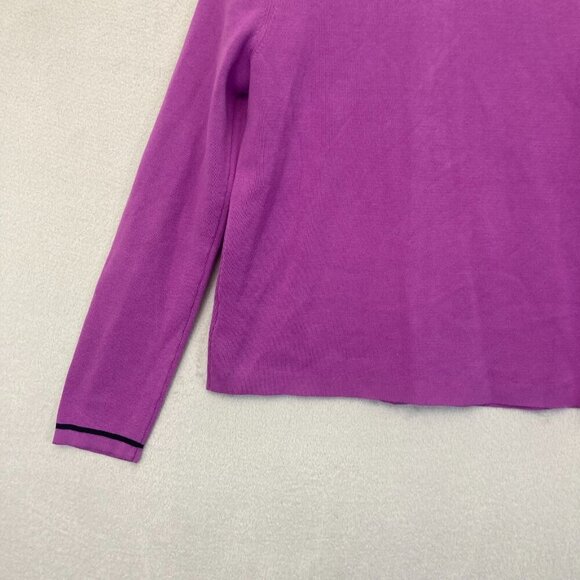 Talbots (2024) Tipped Crewneck Cardigan Sweater Womens Size Small S Purple - Picture 12 of 12